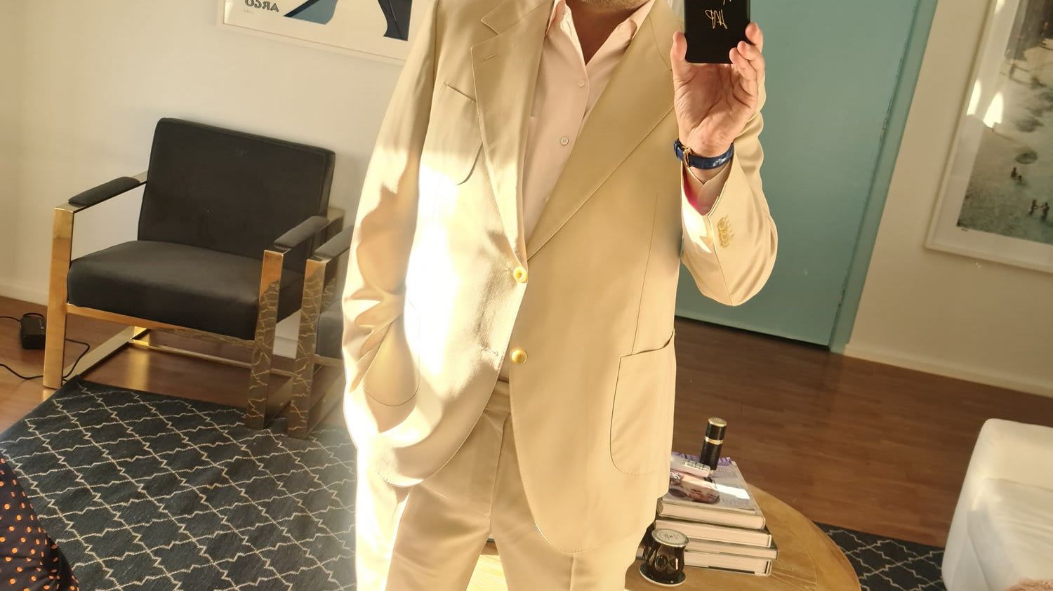 Carlo Riva Silk Shirting And A Light Caramel Suit By The Bespoke Corner