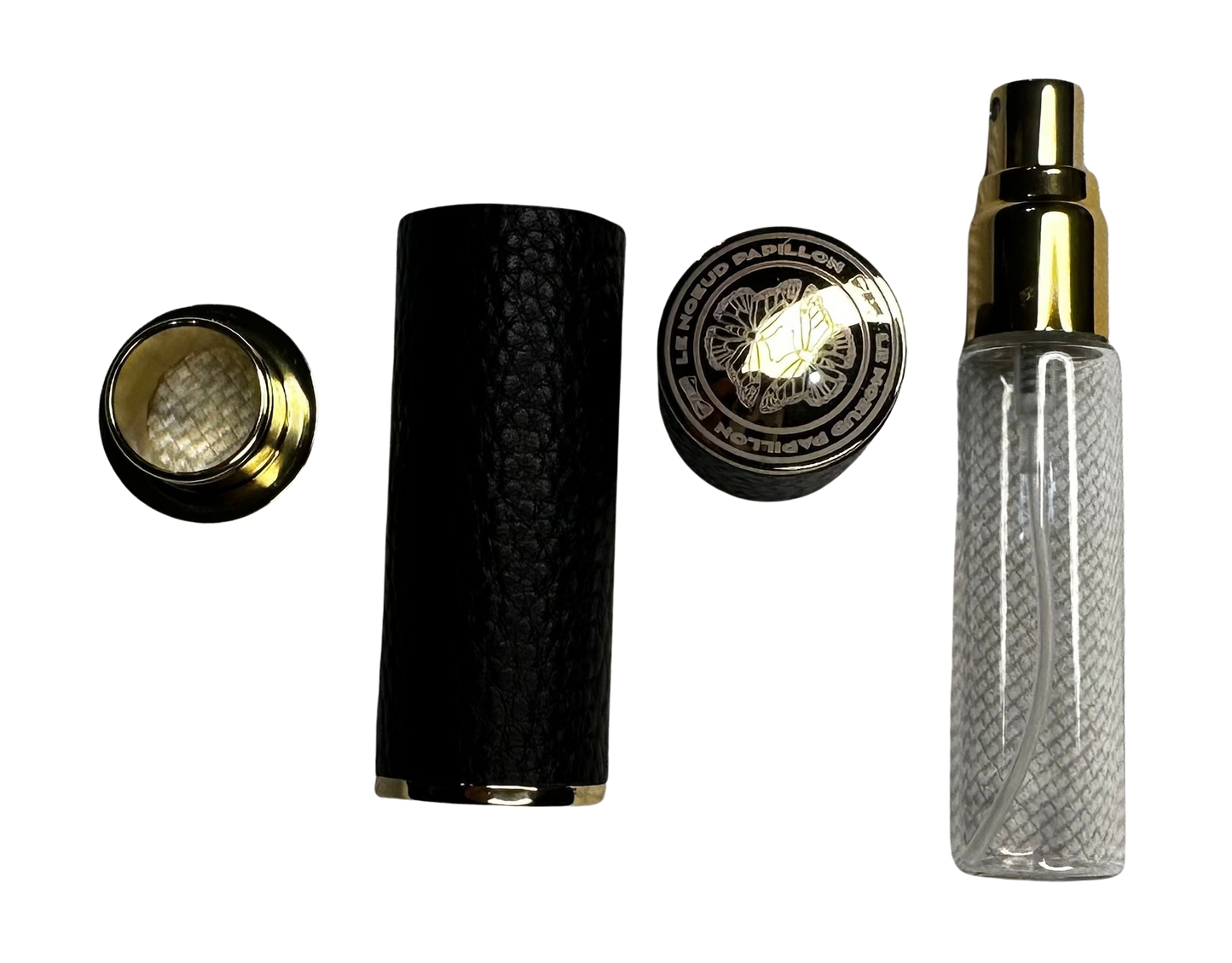 Engraved PU Leather 10ML Atomiser In Black