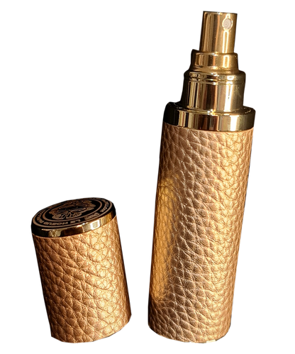 Engraved PU Leather 10ML Atomiser In Gold