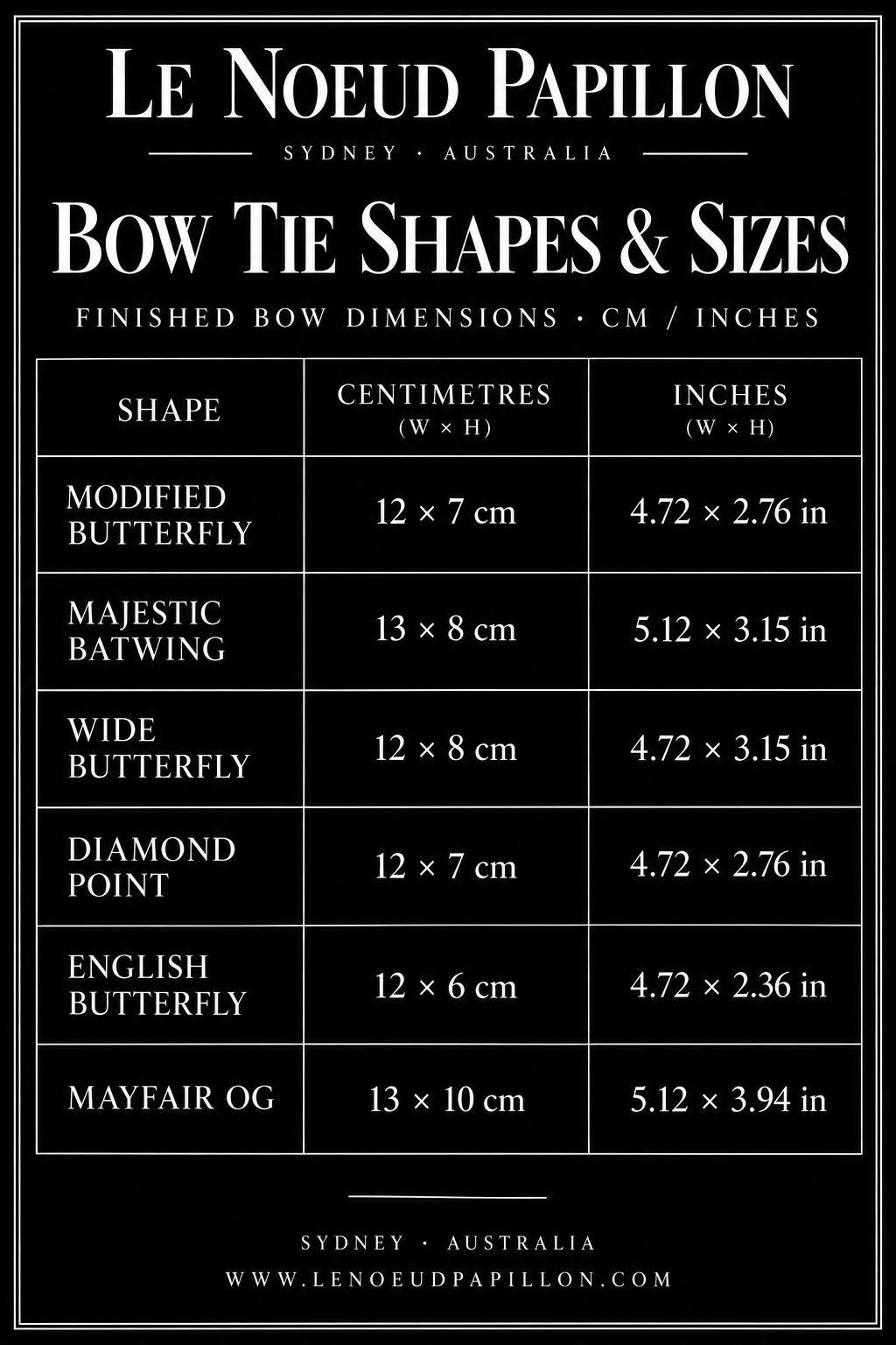 Conversion Of Our Sizes For Our American Customers