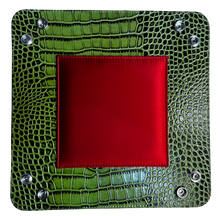 Load image into Gallery viewer, Large Green Crocodile Printed Leather Trinket Tray With Silk Inlay  | New!!!